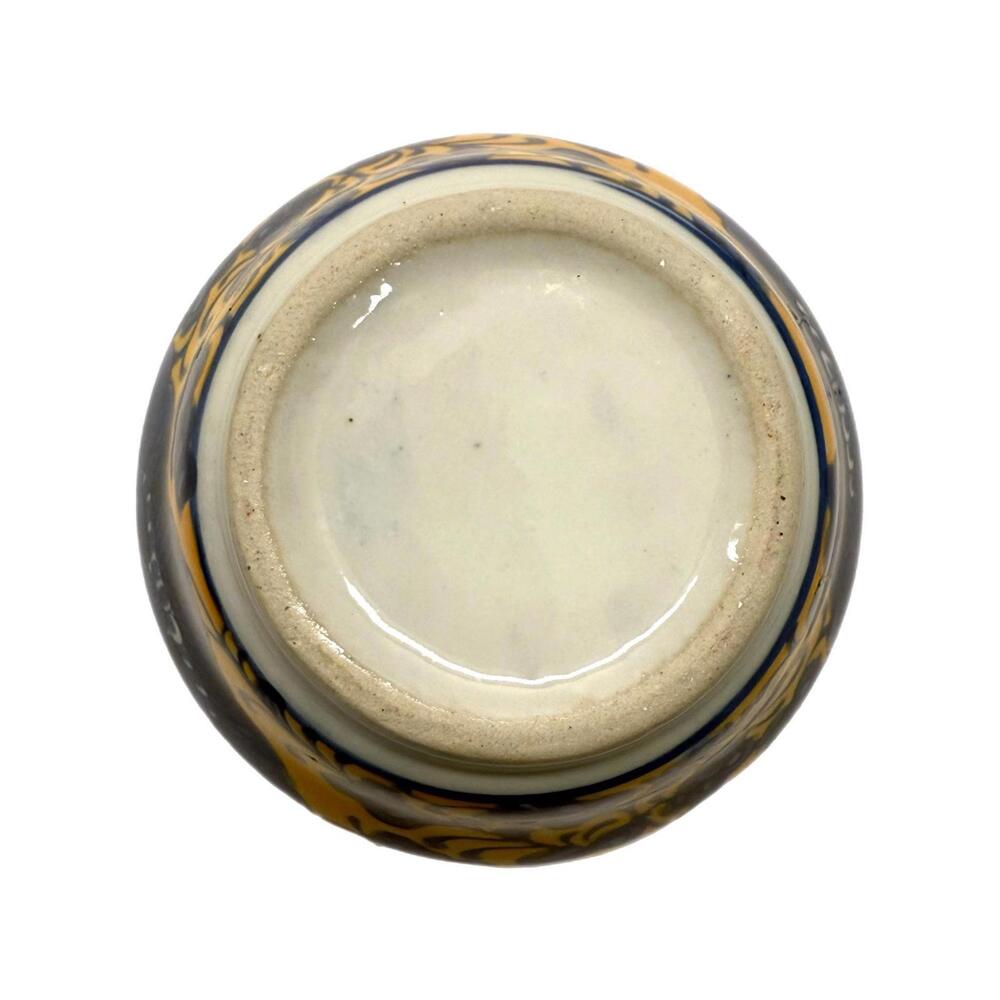 Chinoiserie Ginger Jar with Lid Yellow Blue Ceramic Chinese Japanese Floral - Picture 5 of 5